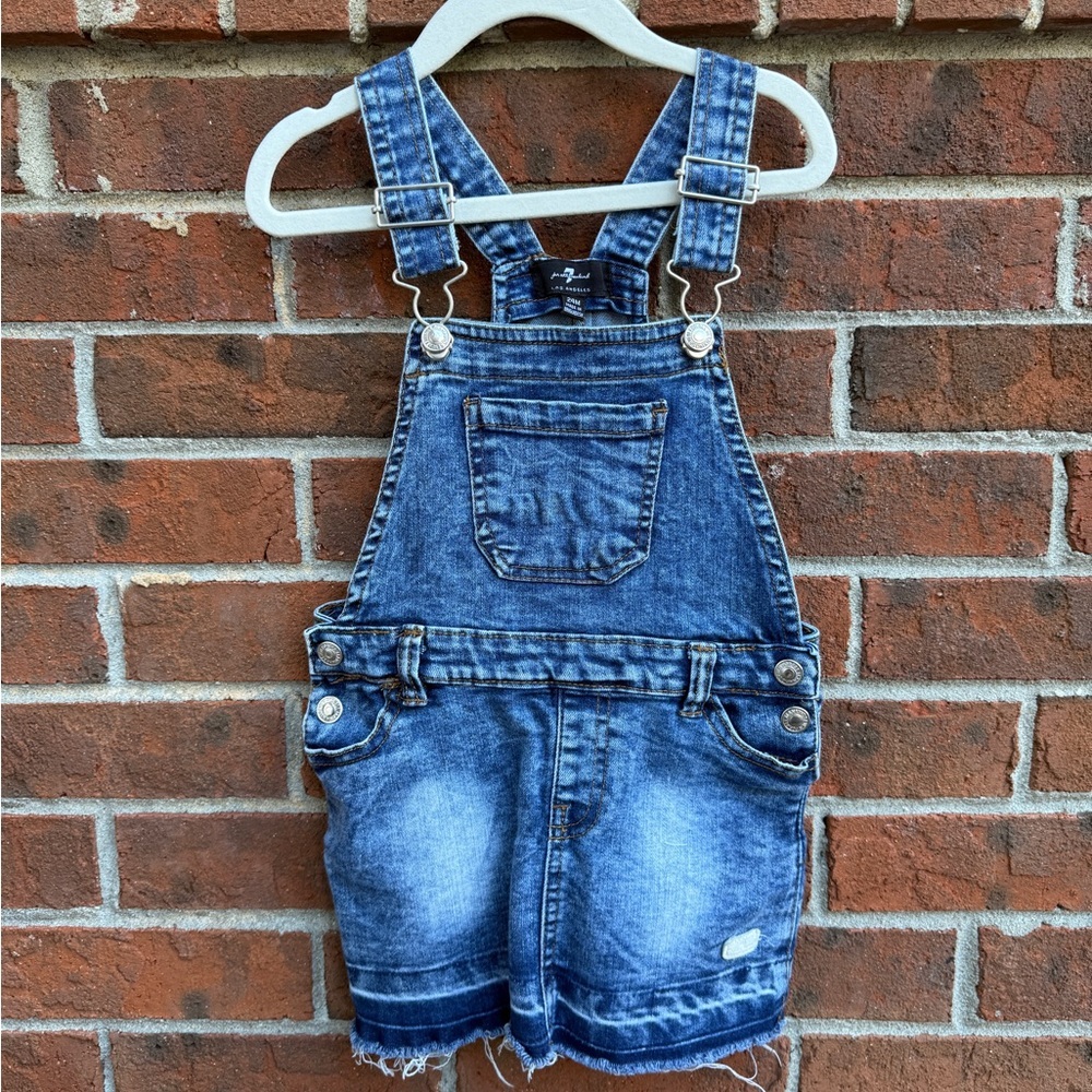 7 For All Mankind Stretchy Denim Jean Skirtall Overall Size 24 Months Girl